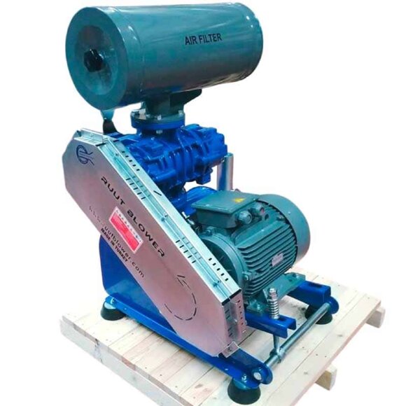 Повітродувка RUUT BLOWER H37 (DN150/PN10), 1200 м3/год, 2100 об/хв, з двигуном 37 кВт, 380B, 50Гц, на рамі Повітродувка RUUT BLOWER H37 (DN150/PN10), 1200 м3/год, 2100 об/хв, з двигуном 37 кВт, 380B, 50Гц, на рамі
