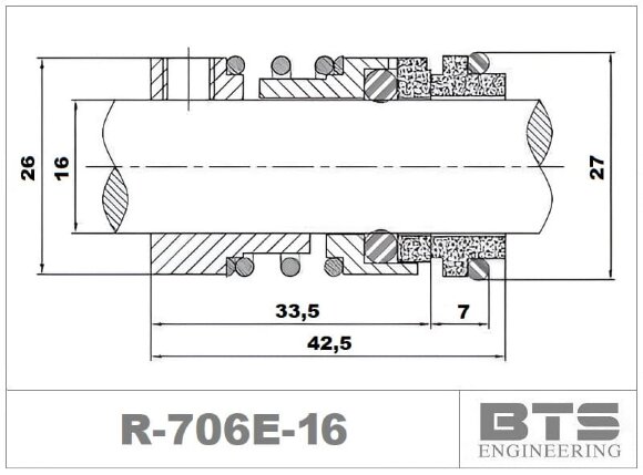 Gleitringdichtung für Pumpe R-706E 16, SiC/SiC, Viton, 304 Gleitringdichtung für Pumpe R-706E 16, SiC/SiC, Viton, 304