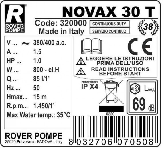 NOVAX 30 T насос для молока, соку, пива NOVAX 30 T насос для молока, соку, пива