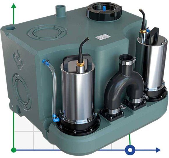 Ascenseur solo KNS pour chalets d'été et maisons privées avec deux pompes et un panneau de commande AIZL-750W Double, 18/11,5, 0,75 kW, 220 V, 2800 tr/min