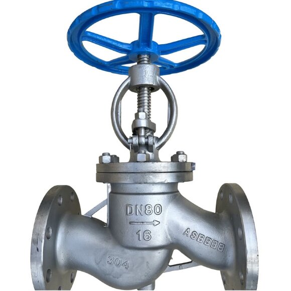 PN16 DN80 Stainless steel flanged valve AISI 304, Seat AISI 304
