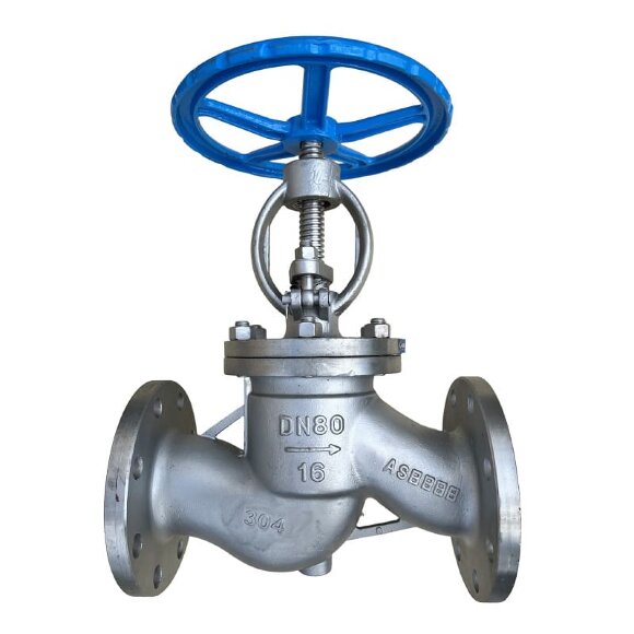 PN16 DN80 Stainless steel flanged valve AISI 304, Seat AISI 304