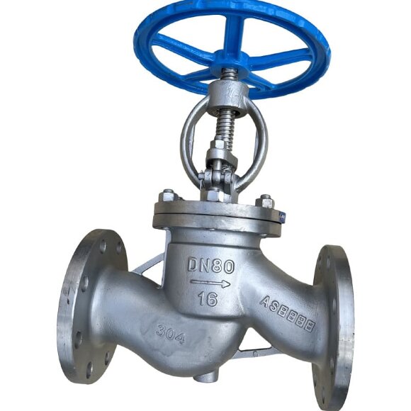 PN16 DN80 Stainless steel flanged valve AISI 304, Seat AISI 304