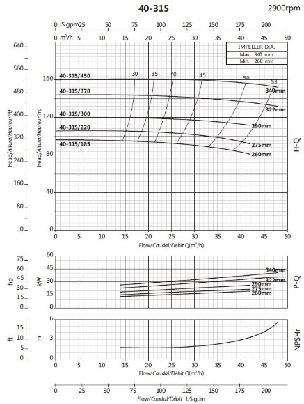 Cantilever pump BS 40-315/220, AISI 304, 2900, without motor