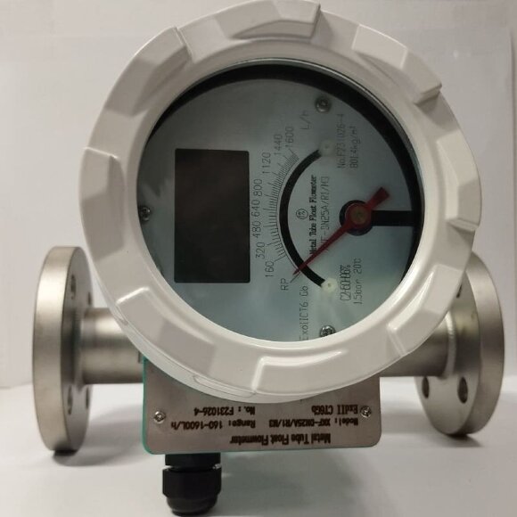 DN25 Stainless steel flow meter rotameter LZ PN16 (liquid Alcohol mixture C2H5OH 96%), 160...1600 l/h, 4-20mA, Ex, 0,8014g/cm3, 8/30/78°C DN25 Stainless steel flow meter rotameter LZ PN16 (liquid Alcohol mixture C2H5OH 96%), 160...1600 l/h, 4-20mA, Ex, 0,8014g/cm3, 8/30/78°C