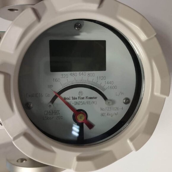 DN25 Stainless steel flow meter rotameter LZ PN16 (liquid Alcohol mixture C2H5OH 96%), 160...1600 l/h, 4-20mA, Ex, 0,8014g/cm3, 8/30/78°C DN25 Stainless steel flow meter rotameter LZ PN16 (liquid Alcohol mixture C2H5OH 96%), 160...1600 l/h, 4-20mA, Ex, 0,8014g/cm3, 8/30/78°C