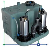 Накопительная станция сололифт с режущим механизмом с двумя насосами и пультом управления AIZL-SC750W Double, 15,5/13,5, 0,75 кВт, 220V, 2800 об/мин