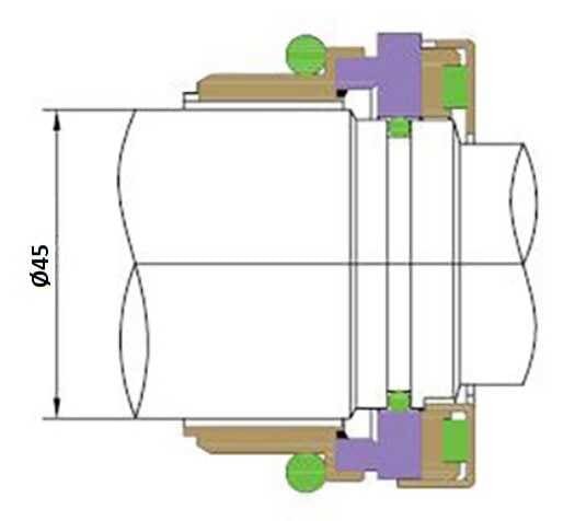 Mechanical seal FLYGT R-FL.OL 45, TC/TC, VITON