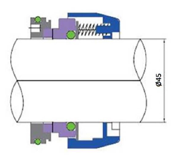 Sello mecánico para eje de bomba FLYGT R-FL.OU 45, TC/TC, VITON Sello mecánico para eje de bomba FLYGT R-FL.OU 45, TC/TC, VITON
