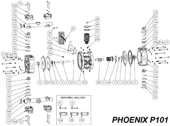 Мембрана з боку повітря, Santoprene, PHOENIX P65, P100, P101 Мембрана з боку повітря, Santoprene, PHOENIX P65, P100, P101