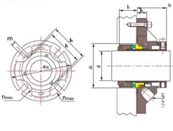 Картриджне ущільнення насосу R-CSM 48, SIC/SIC, VITON, 304