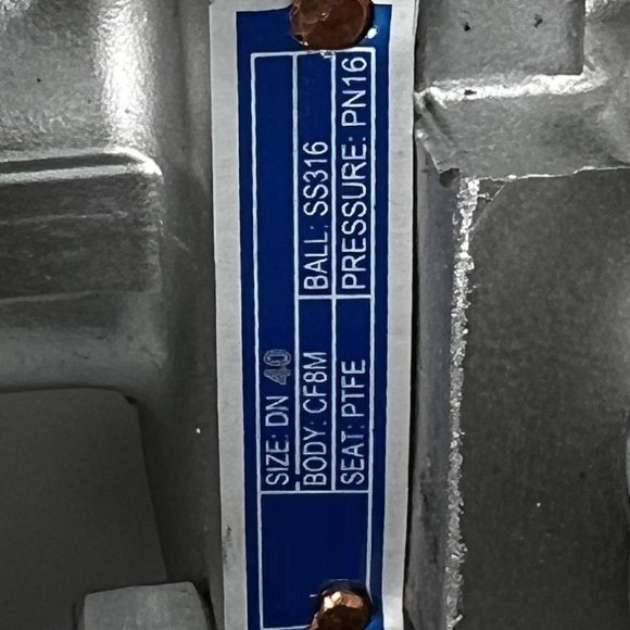 PN16 DN40 Stainless steel ball valve AISI 316, seat PTFE