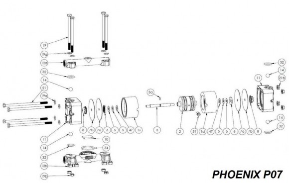 Нижні ущільнювальне кільце, PTFE, PHOENIX P07