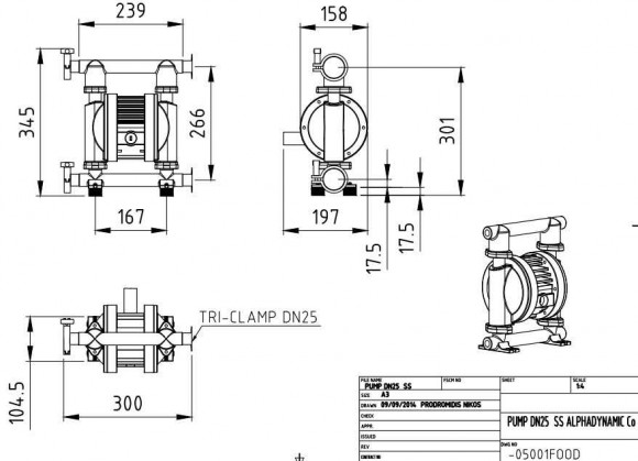 RUBY FDA 015S-W-TSS-T pneumatic diaphragm pump