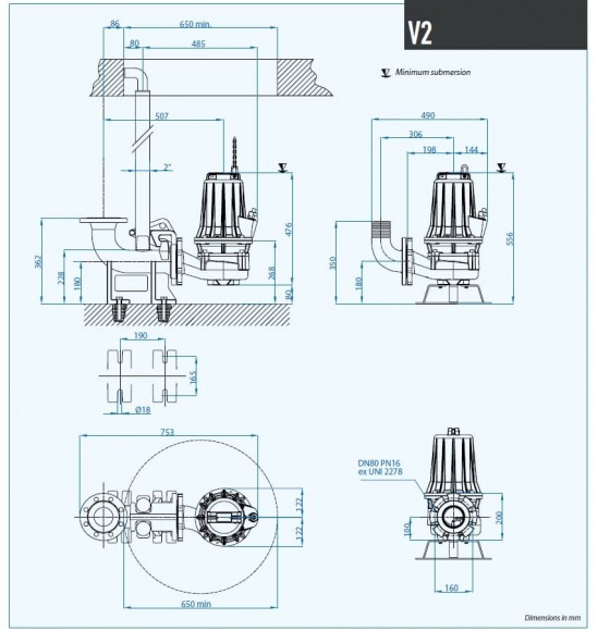 Zatapialna pompa ściekowa Dreno VT 80/2/152 C.346 z wirnikiem wirowym