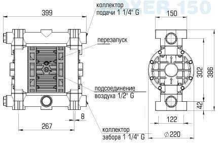 Bomba neumática de membrana BOXER 150 Alu IB150-AL-HTTRT-- Bomba neumática de membrana BOXER 150 Alu IB150-AL-HTTRT--
