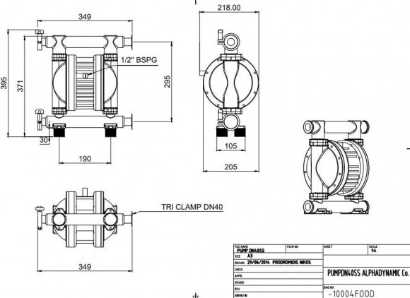 RUBY FDA 025S-W-EST-T Pneumatische Membranpumpe