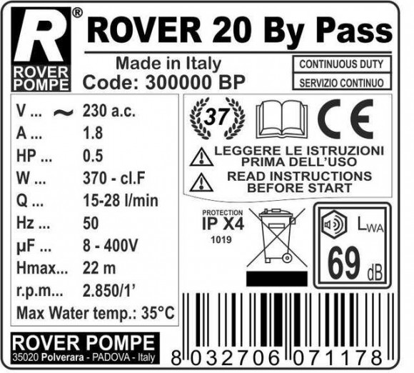 Bomba de anillo líquido ROVER 20 By-Pass Bomba de anillo líquido ROVER 20 By-Pass