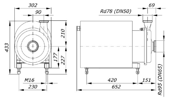 Насос фармацефтический AISI 316L GU 42/60-7.5, 15 м3/ч, 64 м, 7,5 кВт, 380V, 2900 об/мин Насос фармацефтический AISI 316L GU 42/60-7.5, 15 м3/ч, 64 м, 7,5 кВт, 380V, 2900 об/мин