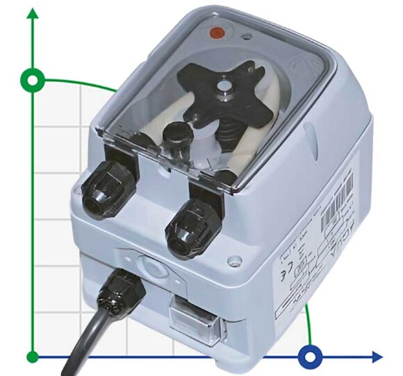 Schlauchdosierpumpe AQUA PDP TEC-POOL 6-1 100-240VAC SANTOPRENE GRAU MIT VOREINGESTELLTEM STAND