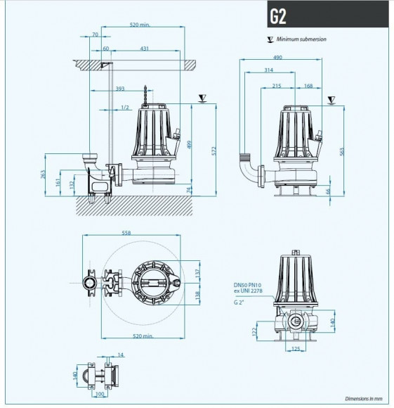 Drainage-Tauchpumpe Dreno G2 GT-EX 50/2/173 C. 175 mit Schneidsystem Drainage-Tauchpumpe Dreno G2 GT-EX 50/2/173 C. 175 mit Schneidsystem