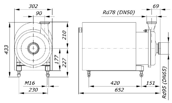 Насос пищевой гигиенический из нержавейки AISI 316L GU 42/60-11, 30 м3/ч, 60 м, 11 кВт, 380V, 2900 об/мин Насос пищевой гигиенический из нержавейки AISI 316L GU 42/60-11, 30 м3/ч, 60 м, 11 кВт, 380V, 2900 об/мин