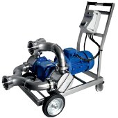 Bomba de impulsor para salmuera LIVERANI RID MAXI Doble 2Q NR TF 5,5-3,0kW, 470-235rpm, 380V con reductor, sobre carro con panel de control CE