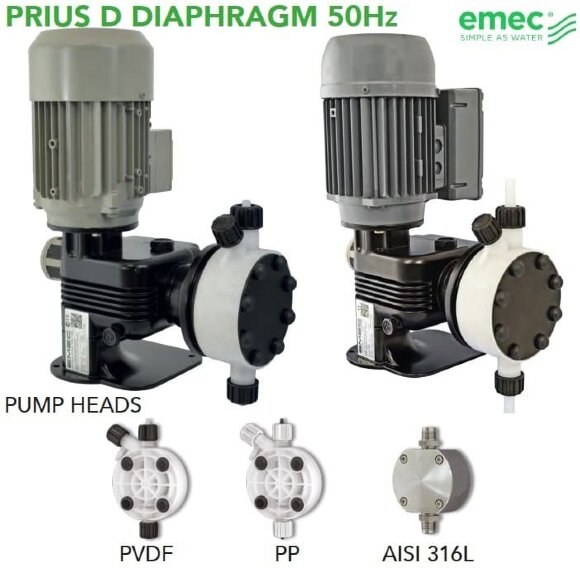 Мембранный дозирующий насос EMEC серии PRIUS D 50 Hz 12-1000 л/ч, 10-5 бар Мембранный дозирующий насос EMEC серии PRIUS D 50 Hz 12-1000 л/ч, 10-5 бар
