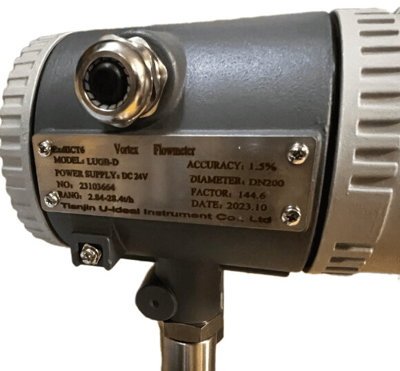 DN200 Process steam metering, stainless steel vortex flowmeter LUGB-D PN16 RF DIN flange, 2.84-28.4 t/h, <1.6 MPa, <250°C, 4-20mA, ExdIIBT6 DN200 Process steam metering, stainless steel vortex flowmeter LUGB-D PN16 RF DIN flange, 2.84-28.4 t/h, <1.6 MPa, <250°C, 4-20mA, ExdIIBT6