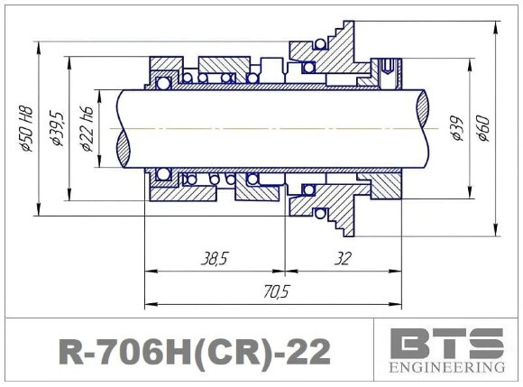 Gleitringdichtung für Grundfos Pumpen der Baureihe CR, CRN R-706H(CR) 22, SiC/SiC, EPDM, 304 Gleitringdichtung für Grundfos Pumpen der Baureihe CR, CRN R-706H(CR) 22, SiC/SiC, EPDM, 304