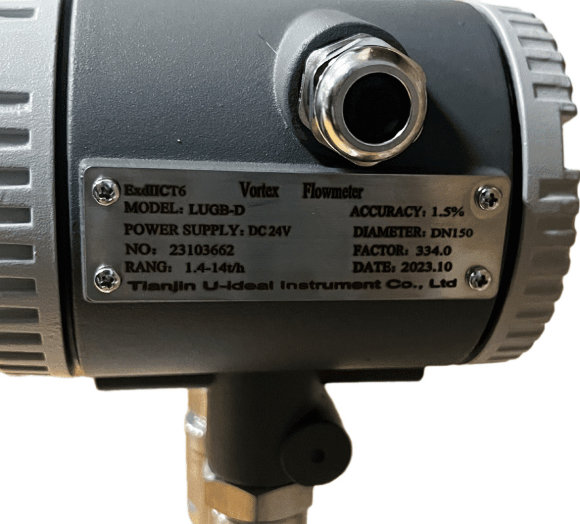 DN150 Stainless steel vortex flow meter LUGB-D PN16 RF DIN flange, for steam, 1,4-14 t/h, <1.6 MPa, <250°C, 4-20mA, ExdIIBT6 DN150 Stainless steel vortex flow meter LUGB-D PN16 RF DIN flange, for steam, 1,4-14 t/h, <1.6 MPa, <250°C, 4-20mA, ExdIIBT6