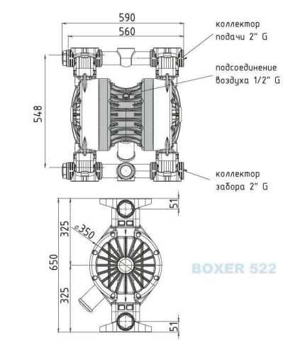 Die pneumatischen Membranpumpen BOXER 522 PP IB522-P-HTDPT-- Die pneumatischen Membranpumpen BOXER 522 PP IB522-P-HTDPT--