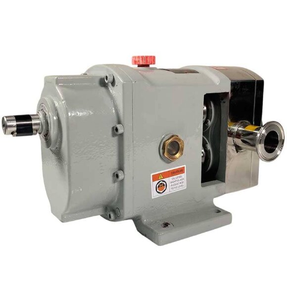 Bomba de levas para productos con inclusiones sólidas LQ3A-36-304/4/B, 3,8-7,6 m3/h, 5,5 kW, 200-400 rpm, AISI304 sin motor, conexión de abrazadera