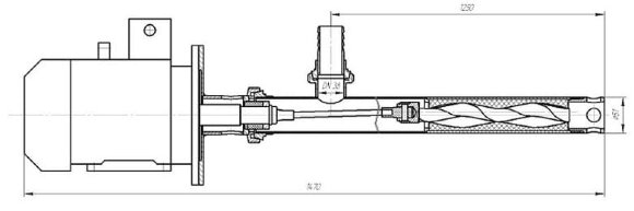 Barrel screw pump for thick substances (jam, fat, tomato paste) NVВ2001-0304L 1.1 kW, 50 l/min, 4 bar, 1200 mm