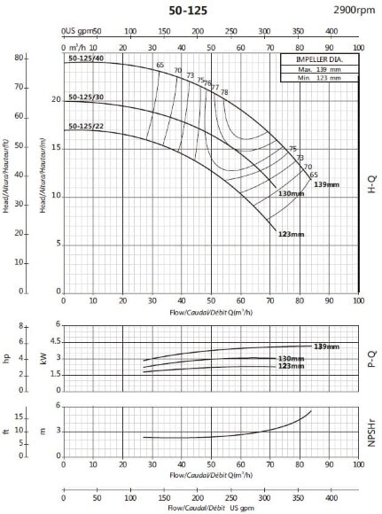 Konsolenpumpe zur Bewässerung BSM 50-125/30 (48/17), 3 kW, 2900