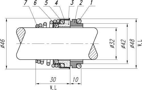 Торцевой уплотнитель вала насоса R-BT-FN.NU 10, SIC/SIC, EPDM, 304