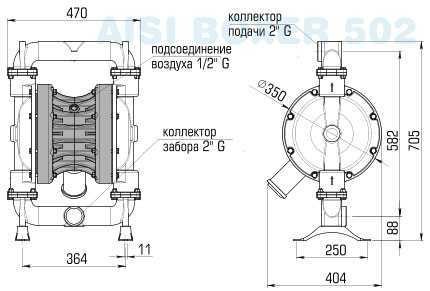 Bomba neumática de membrana BOXER 502 AISI 316 IB502-A-HTTAT-- Bomba neumática de membrana BOXER 502 AISI 316 IB502-A-HTTAT--