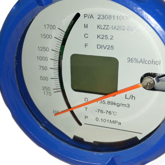 DN25 Stainless steel flow meter rotameter KLZZ PN40 (alcohol 96%), 180...1700 l/h, 4-20mA, Ex