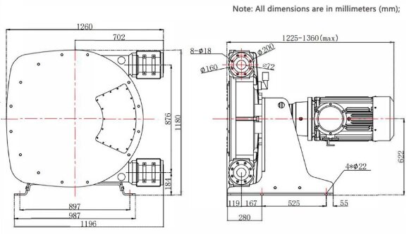Industrial hose pump JXHIN-80-CI+SS-EPDM-P, 24.5 m3/h, 11 kW, 16 bar, 380V