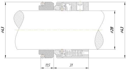 Mechanical seal R-M7N 28, SIC/SIC, VITON, 304, G9
