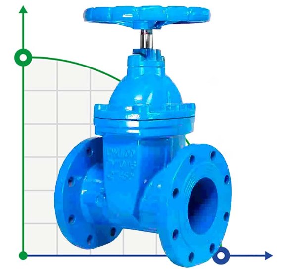 DN200 PN16 Gate valve with rubberized wedge 30х39р cast iron body, seal: EPDM, GOST