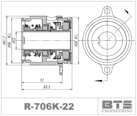 Uszczelnienie kasetowe do pompy Grundfos R-706K 22, SIC/SIC/SIC/SIC, VITON, 316 Uszczelnienie kasetowe do pompy Grundfos R-706K 22, SIC/SIC/SIC/SIC, VITON, 316