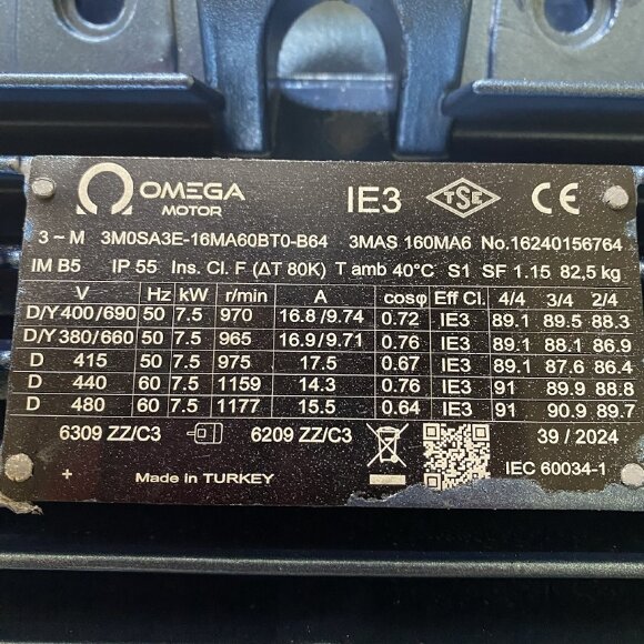 Pompa zębata do nierafinowanego oleju słonecznikowego EMSE EDP 1030, DN80, 30 m3/h, 3 bar, 7,5 kW, 380 V, 1000 obr Pompa zębata do nierafinowanego oleju słonecznikowego EMSE EDP 1030, DN80, 30 m3/h, 3 bar, 7,5 kW, 380 V, 1000 obr