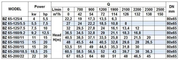 BZ 65-125/4 Kreiselpumpe für Saft aus Edelstahl BZ 65-125/4 Kreiselpumpe für Saft aus Edelstahl
