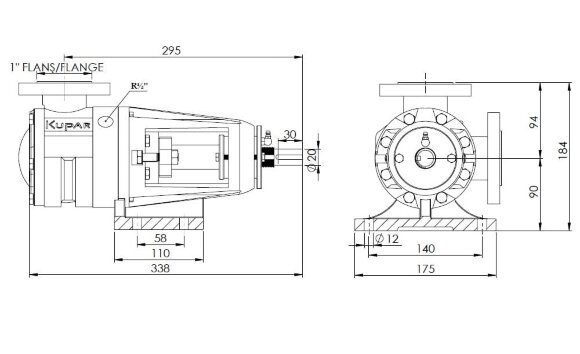 Bomba de engranajes Kupar KIP para trasiego de aceite 1 pulgada, 0,2-2 m3/h
