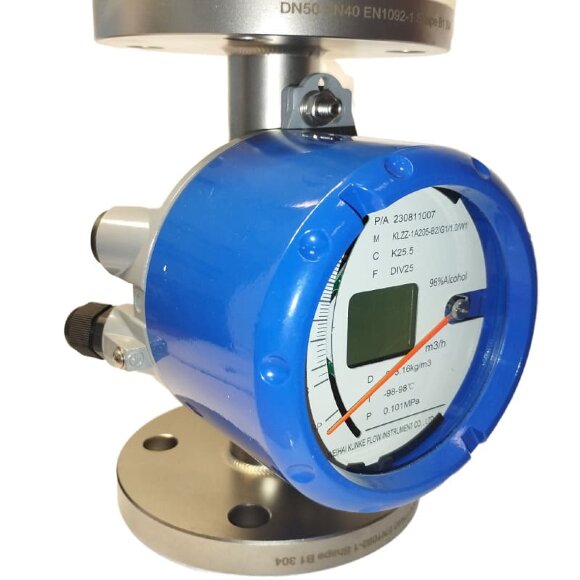 DN50 Stainless steel flow meter rotameter KLZZ PN40 (alcohol 40%), 0.63...6.3 m3/h, 4-20mA, Ex DN50 Stainless steel flow meter rotameter KLZZ PN40 (alcohol 40%), 0.63...6.3 m3/h, 4-20mA, Ex