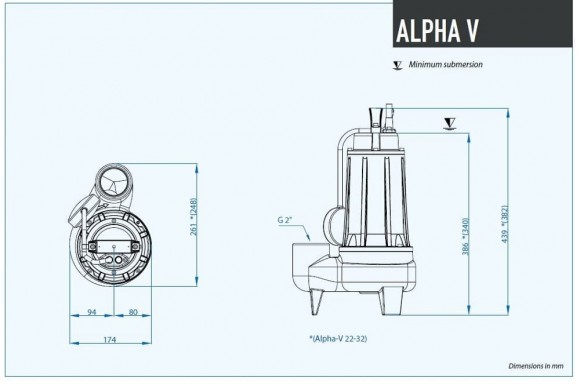 Погружной насос ALPHA V22 M/G Dreno Pompe промышленных стоков Погружной насос ALPHA V22 M/G Dreno Pompe промышленных стоков