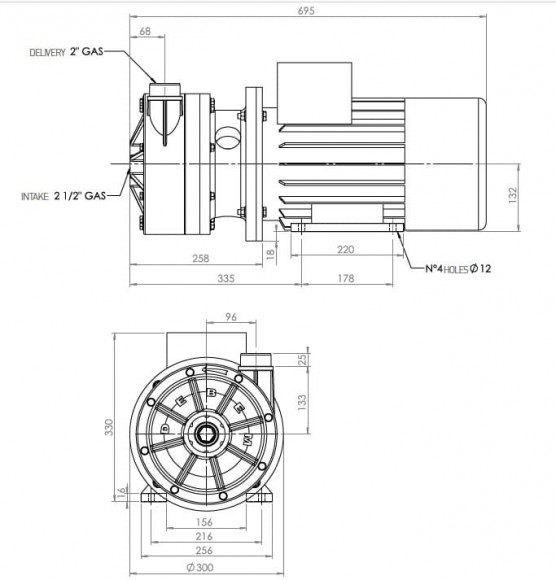 Горизонтальный центробежный насос МВ 80 PVDF TL-VITON