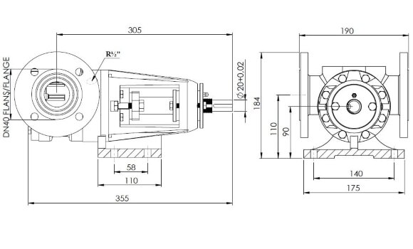 Pompa zębata do dżemu Kupar KIPK 1 1/2 cala-Y, 0,4-4 m3/h