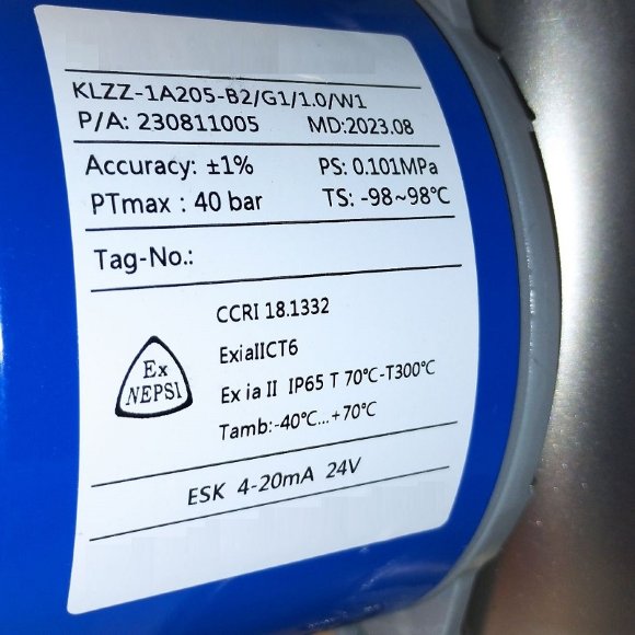DN50 Débitmètre en acier inoxydable rotamètre KLZZ PN40 (alcool 96%), 1600...16000 l/h, 4-20mA, Ex DN50 Débitmètre en acier inoxydable rotamètre KLZZ PN40 (alcool 96%), 1600...16000 l/h, 4-20mA, Ex